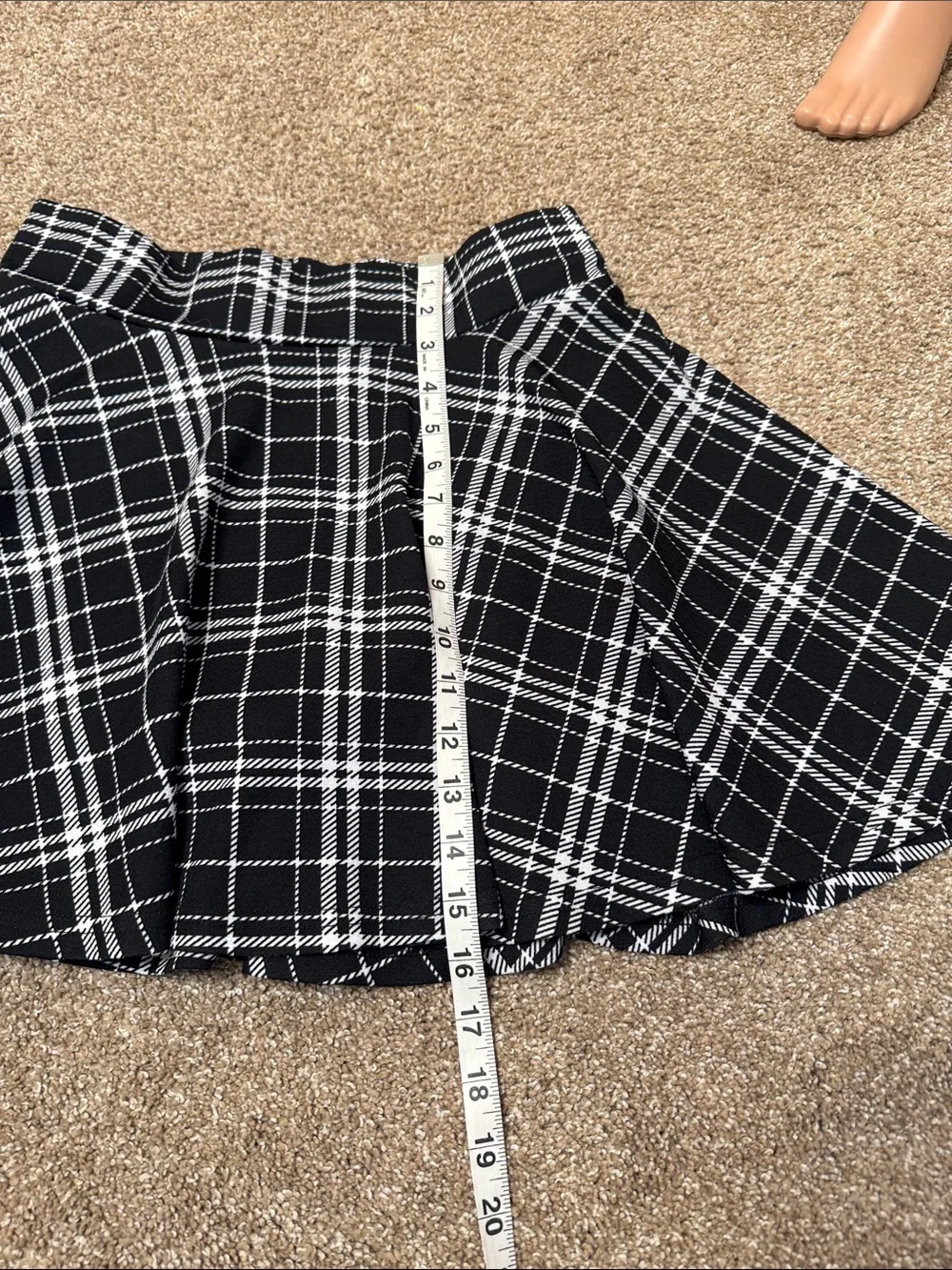 DJI Black & White Plaid Flared Skirt skater circular flared school girl SZ MD